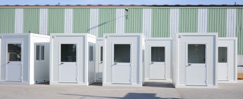 Ready-made booths waiting for for their onboarding on our factory yard